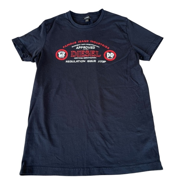 Diesel Famous Jeans Industries T-Diego-C4 Black Logo T-Shirt Men’s Large GUC - Picture 1 of 8